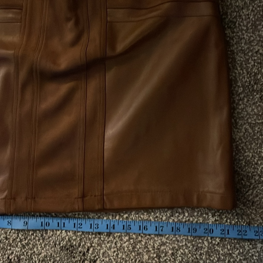 Brown Leather Skirt - Never Warn - Picture 5 of 6
